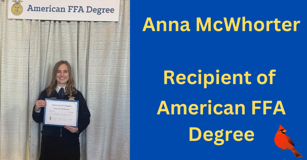 Anna McWhorter Recipient of American FFA Degree