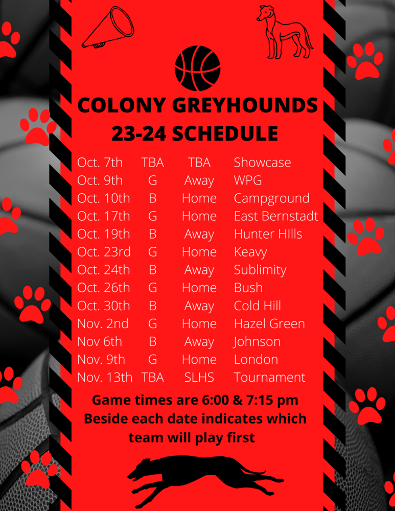 20232024 Colony Basketball Schedule Colony Elementary School